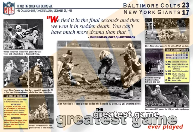 The Baltimore Colts Won The 1958 Greatest Game Ever Played Commemorative Poster