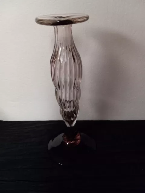 Vintage Glass Candlestick Burgundy Base Pedestal Home Decor Ball Candle Holder