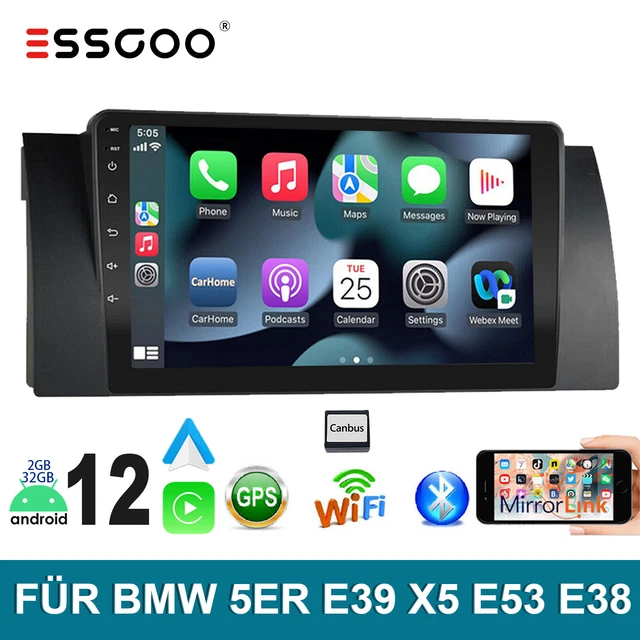 Autoradio Android 15 CarPlay pour BMW Série 5 E39, X5 E53 et Série 7 E38 : navigation GPS, RDS Autoradio Android 15 CarPlay pour BMW Série 5 E39, X5 E53 et Série 7 E38 : navigation GPS, RDS