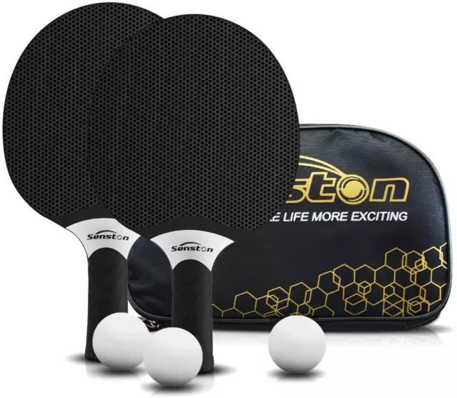 Senston Tischtennisschläger Set, professionelle Tischtennisschläger mit 3 Bällen,