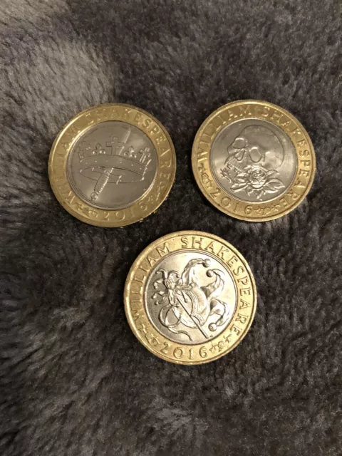 2016 William Shakespeare £2 Pound Coin Set Comedies Tragedies Histories  All 3