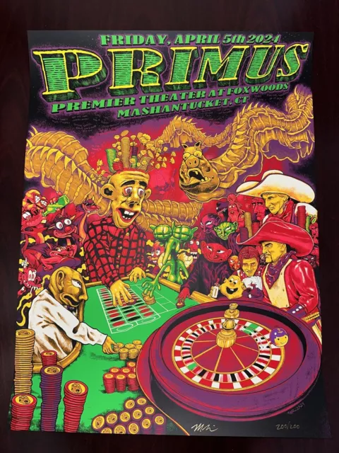 Primus Sessanta Poster Foxwoods Casino CT 4/5/2024 Limited Signed Les Claypool