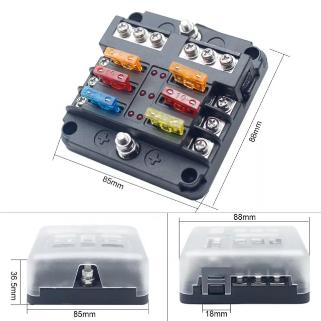 Autoboot-Fuse-Box-Halter mit 6-Ways Blade Sicherung Halter Block & Warnhinweis 2