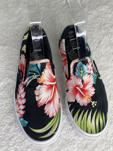 Vans Slip-On Hawaiian Print/Black/Hibiscus, Womens Size 5.5