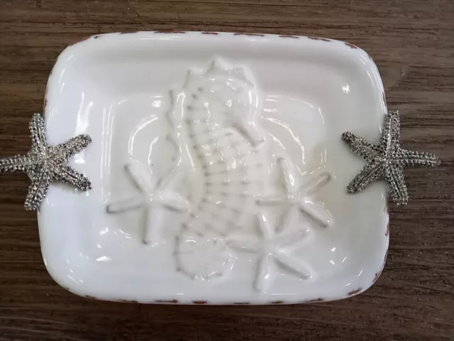 MUD PIE PLATE 6” Seaside Starfish Soap/Trinket Dish Ocean Coastal