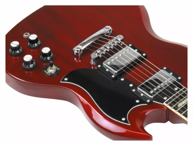 Rocktile Pro S E-Gitarre Humbucker Linde Korpus Heritage Cherry Kabel Double Cut 3