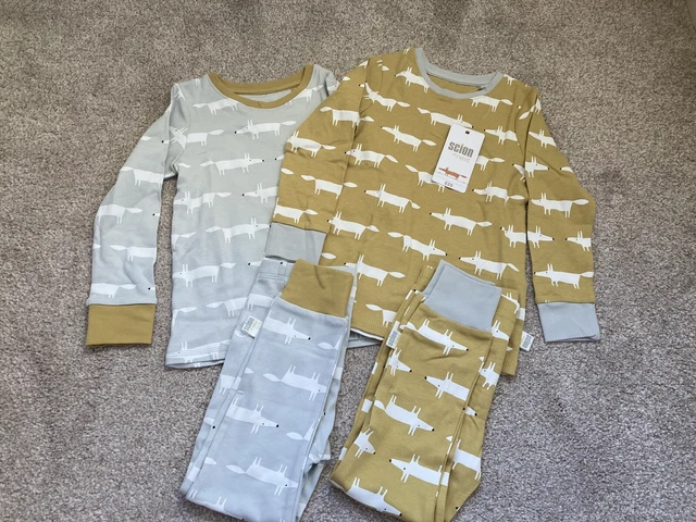 BNWT Next Girls Boys Scion Mr Fox Cotton Pyjama Sets Snuggle Fit Age 3-4 Years
