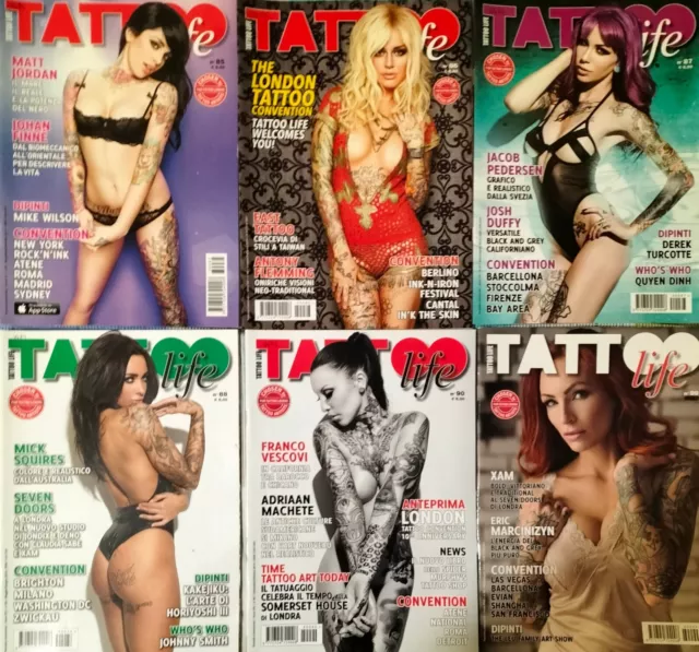 6 original Magazines Tattoo Life 2013-2014-2016 n. 85-86-87-88-90-99 Ottime