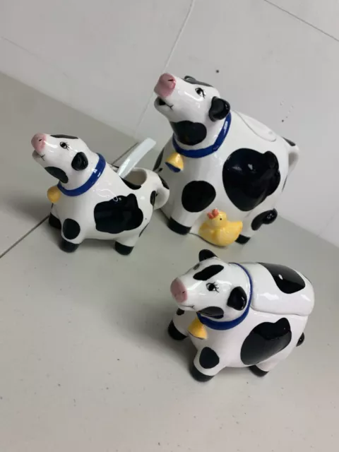 Vintage Cow Creamer and Sugar Set, Coco Dowley Taiwan, Farmhouse Cow Decor