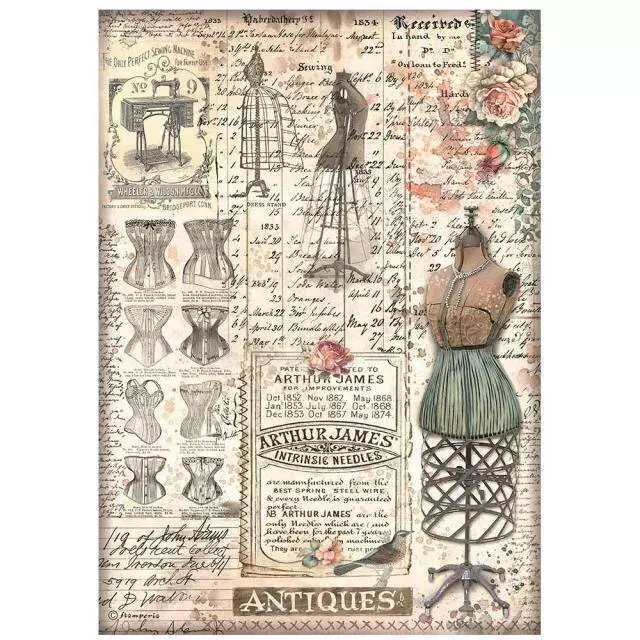 Reispapier Decoupage Bastelpapier A4 - Stamperia - Brocante Antiquitäten