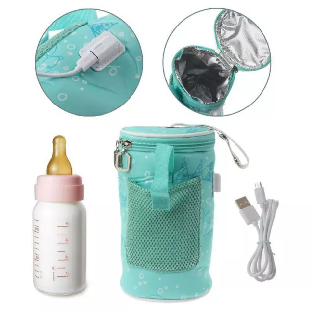 USB Baby Bottle Warmer Heater Insulated Bag Travel Cup Portable In Car