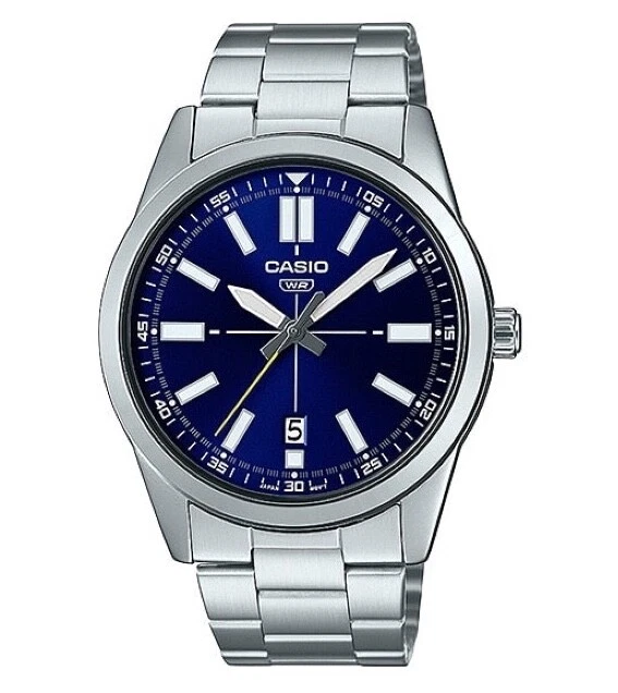 Casio MTP-VD01D-2BV Men's Enticer Stainless Steel Blue Dial Casual Analog Sporty Watch