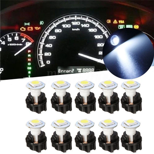 10Pcs T5 5050 LED Instrument Panel Cluster Dash Light Bulb Twist Socket_tu