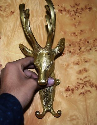 Reindeer Figurine Wall Mounted Hook Brass Victorian Coat Hanger Wall Decor Head