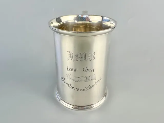 An early 19thc (1825) sterling silver engraved tankard.