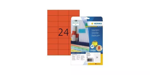 HERMA Universaletikett farbig 70 x 37 mm (B x H) wieder ablösbar Papier rot 4...