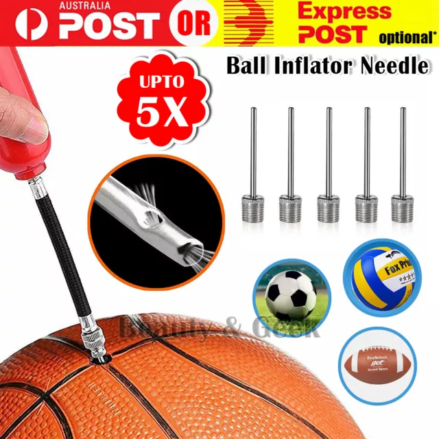 Up to 5x Ball Pump Air Inflator Soccer Basketball Football Needle Sports Pin NEW