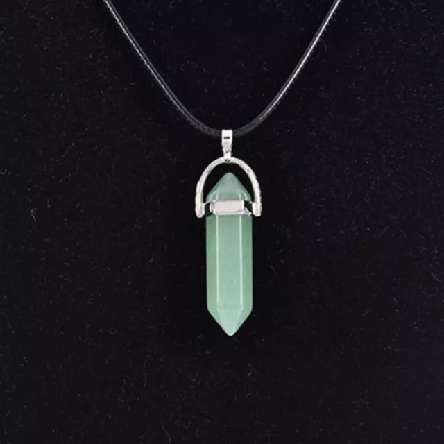 Natural Hexagonal Point Wand Gemstone Pendant Chakra Quartz Crystal Necklace US 8