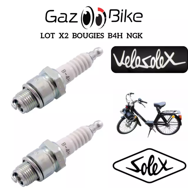 bougie NGK B4H  Lot x2 Velosolex Solex Ciao bougies B-4H Allumage