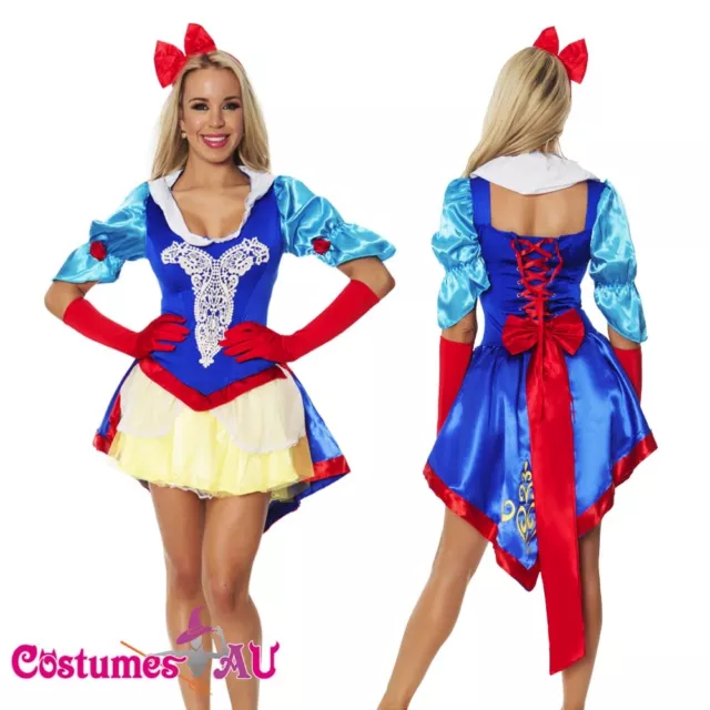 Ladies Snow White Princess Fairy Tale Costume Halloween Hens Party Fancy Dress