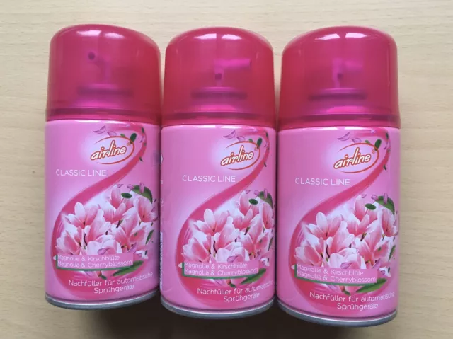 3 x AIRLINE NACHFÜLLER  MAGNOLIE & KIRSCHBLÜTE  FÜR AIRWICK FRESH MATIC