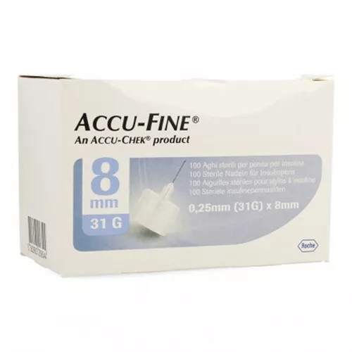 Roche Diagnostics Accu Fine Aghi Penna Insulina 0,25 Mm (31G) X 8 Mm 100 Pezzi