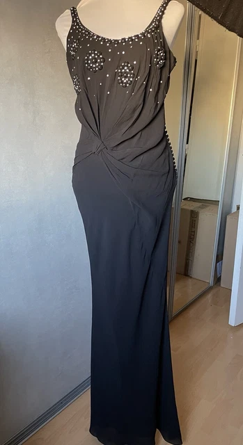 Robe Fluide été Haute Hippie En Soie 100% - Noir à Pois Blancs - Taille XS (0/32/34/36) - Occasion TBE