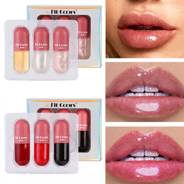 3/1Pcs Lip Oil Gloss Volumising Lip Plump Enhancer Fuller Lip Plumper Base Set