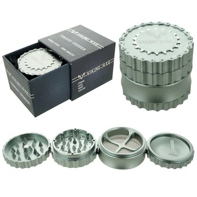 New Design Aluminum Chain Tobacco Grinder 2.5" 4 PC Spice Crusher Extra Screen M