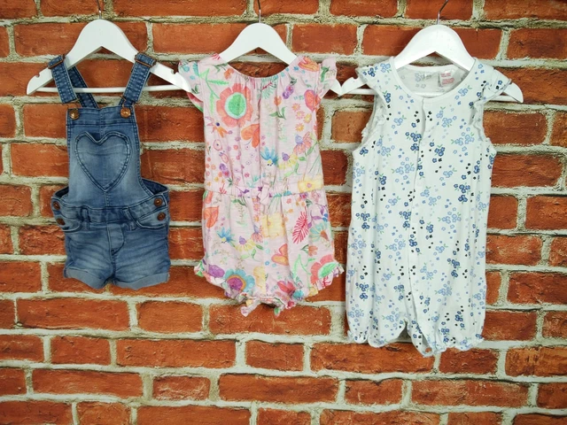 Baby Girls Bundle Age 18-24 Months H&M Next Romper Playsuit Denim Dungarees 92Cm