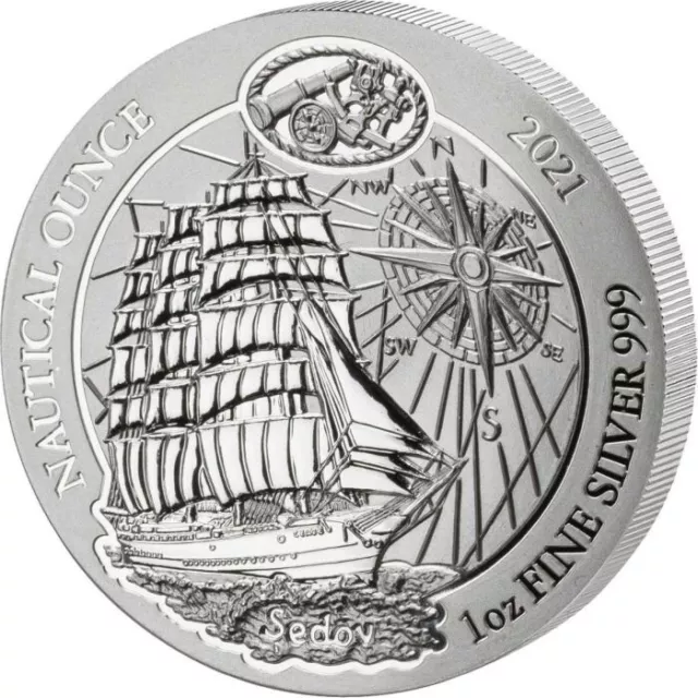 2021 Rwanda Nautical Ounce HMS Sedov 1 oz Silver Coin