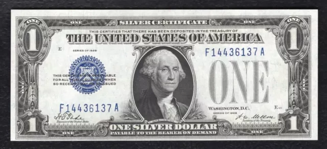 Fr. 1600 1928 $1 One Dollar “Funnyback” Silver Certificate Note Uncirculated