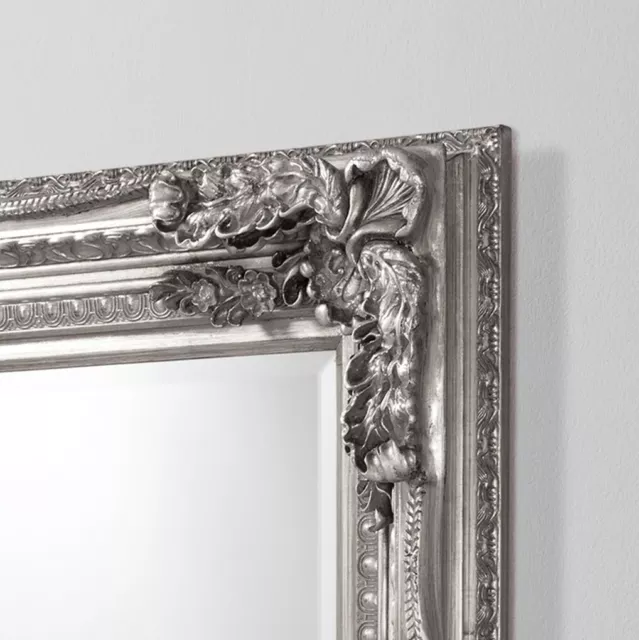 La Belle Ornate Shabby Chic Vintage Large French Wall Mirror Silver 118cm x 87cm 3