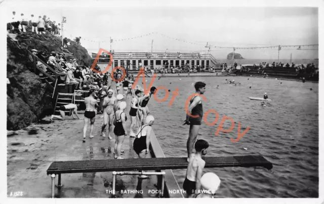 North Berwick East Lothian The Bathing Pool Costumes RP c1953 Postcard (D579)