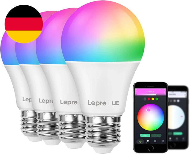 Lepro Smart Lampe, WLAN Glühbirnen E27 Wifi LED Light Bulb 9W 806LM, Smarthome L