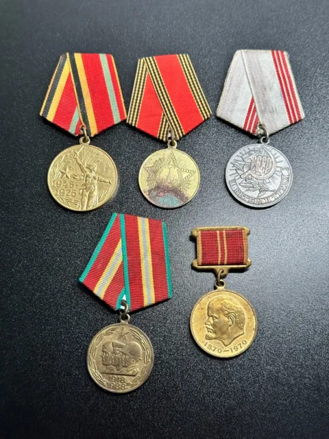 Set 5 Medals USSR Badges Pin Soviet WWII War