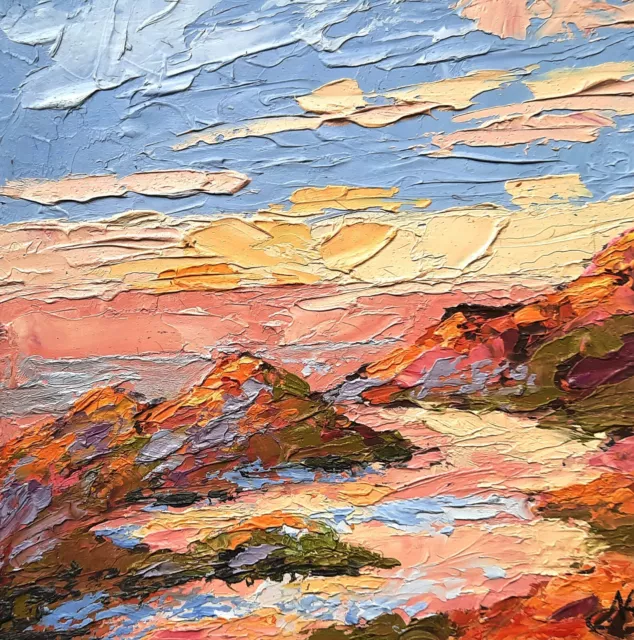 Original painting Big Sur California Sunset Seascape Oil 3D Textured Wall Art