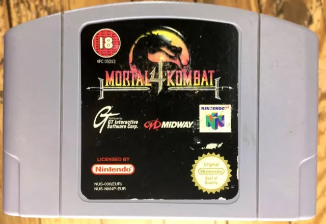 Cartouche Seule Mortal Kombat 4 100% Originale Nintendo 64 N64 Pal Euro Mk Iv