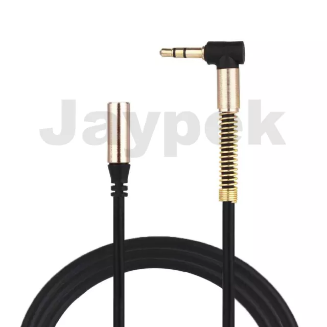 Aux Extension Cable Right Angle Connector 3.5mm Jack Stereo Audio Headphone Lead