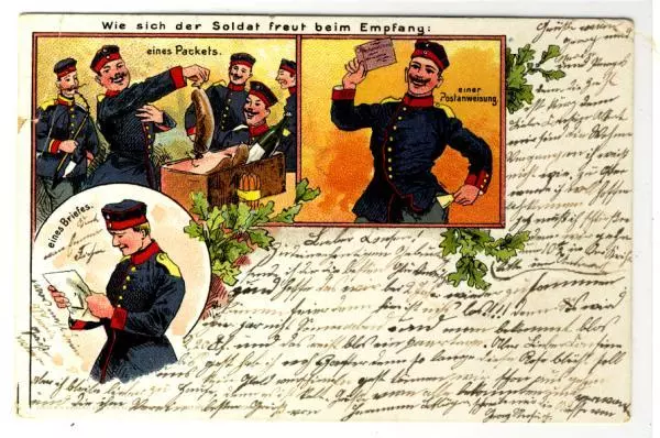 AK Militär Scherzkarte, Soldaten mit Post, 1900