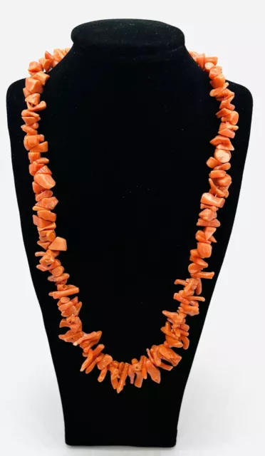 Femmes Coraux Chaîne, Collier de Pierre, Main ,Rétro, 42 CM Long, Bon État