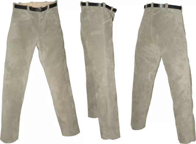 lange Lederhose Outdoorhose Rindkernvelours Kinder natur-grau Pfadfinder