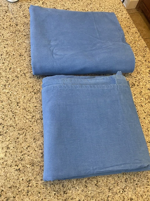 Pottery Barn Kids Blue Corduroy Drape Panels 44" X 96” -  2 Panels