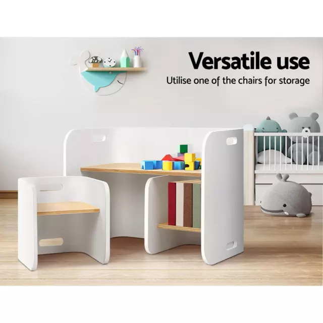 Keezi 3 Piece Kids Table and Chairs Set Children Activity Toy Study Storage Desk 3