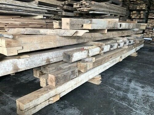 27' Rustic Reclaimed White Oak Barn Wood Beam, Hand Hewn, Hardwood, Salvaged