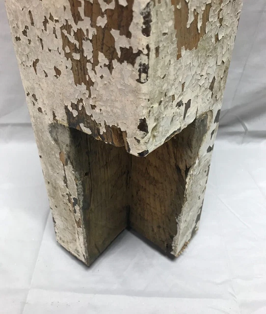 VTG Shabby White Hardwood Oak Turned Twist Newel Post 6x49 Old Staircase 149-23B 8