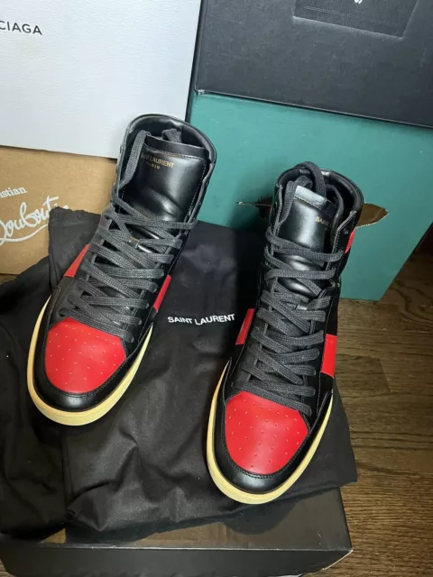 Saint Laurent SL10H Court Classic High Top Sneakers Red / Black |EU 41.5