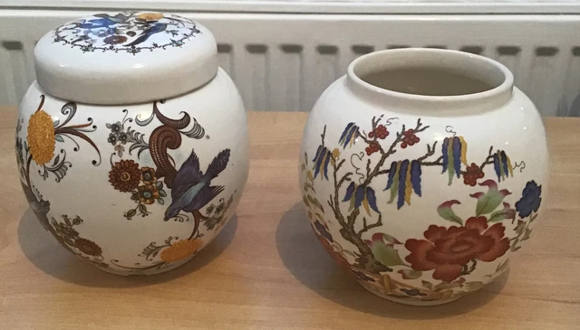 Sadler Made in England Ingwergläser x 2 blaue Vögel & orientalische 3