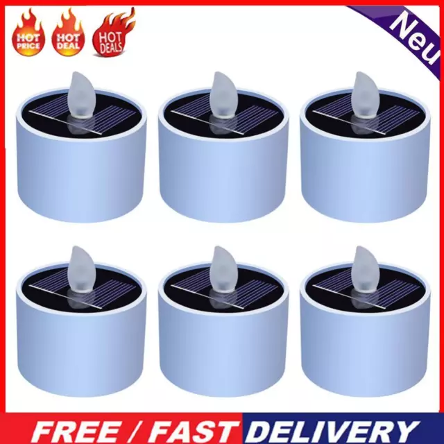 6pcs LED Solar Flameless Lamp Waterproof Simulated Candle Reusable for Courtyard