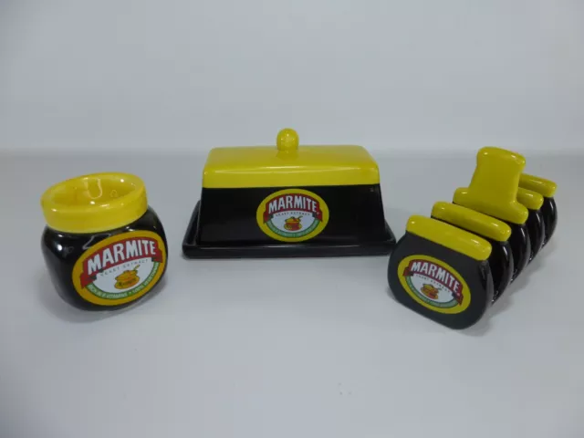 Marmite Butter Dish, Toast Rack & Egg Cup.